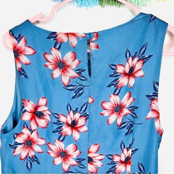 Primark Blue Floral Shift Tropical Swing Dress Size 10 - Picture 12 of 14